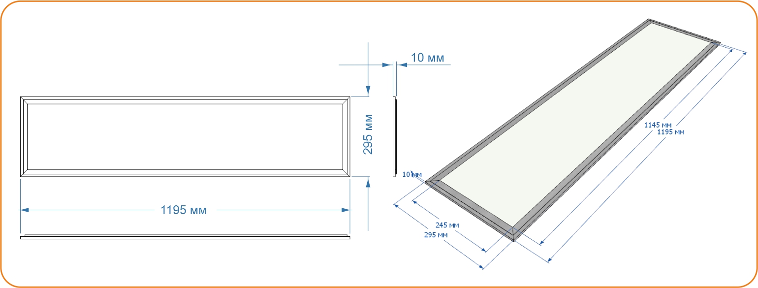 Схема светодиодной панели 1195*295 мм 38 ватт белая рамка LC-PN-12030-38W-W