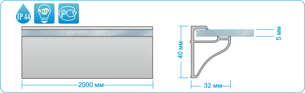 Схема светодиодного профиля для полок 2 метра